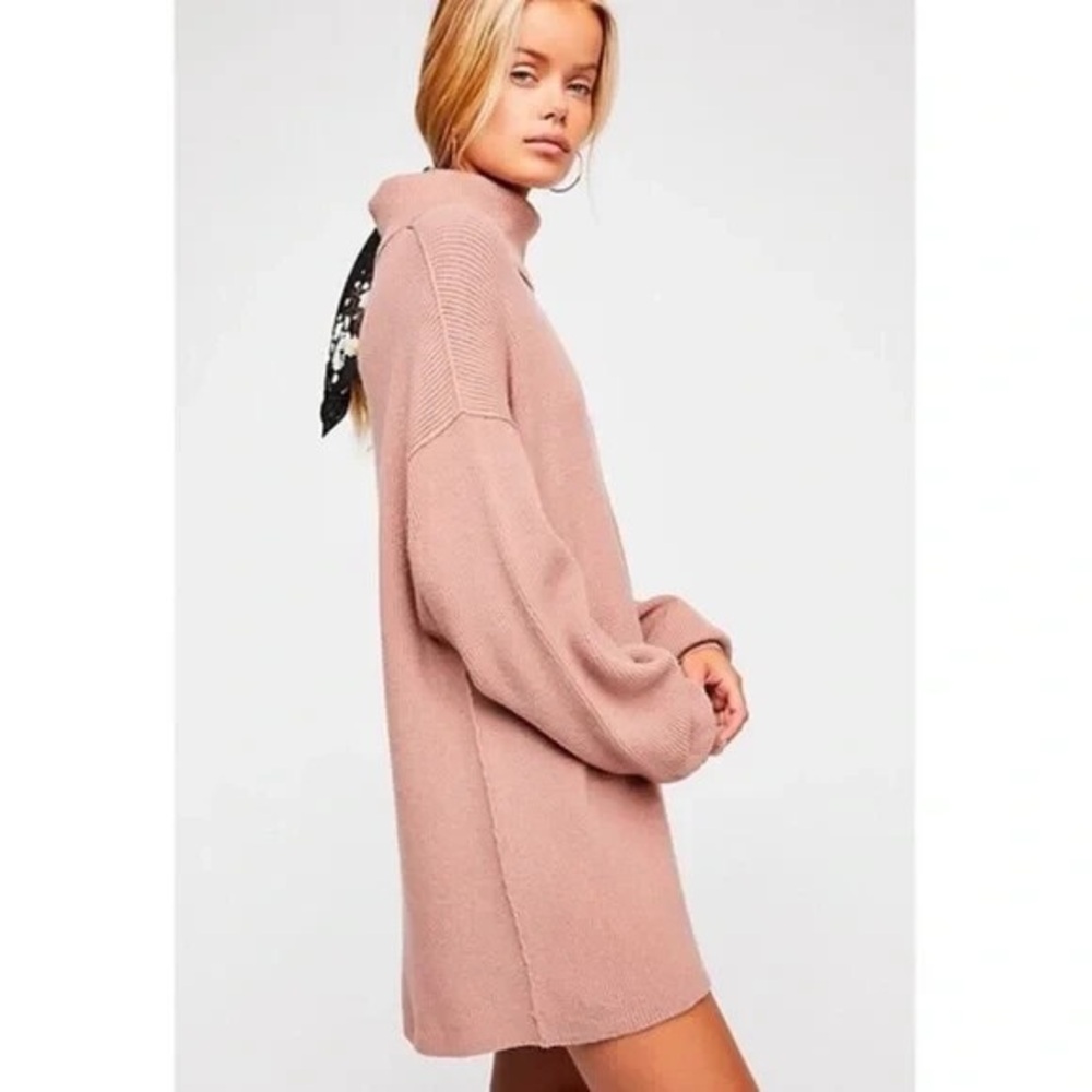 Free People Softly Structured Tunic Oversized Sweater - Dusty Mauve